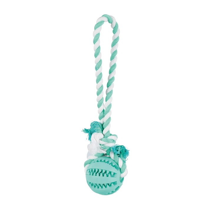 Іграшка для собак Trixie М'яч на мотузку з ручкою Denta Fun, 24 см (3299) - фото 1