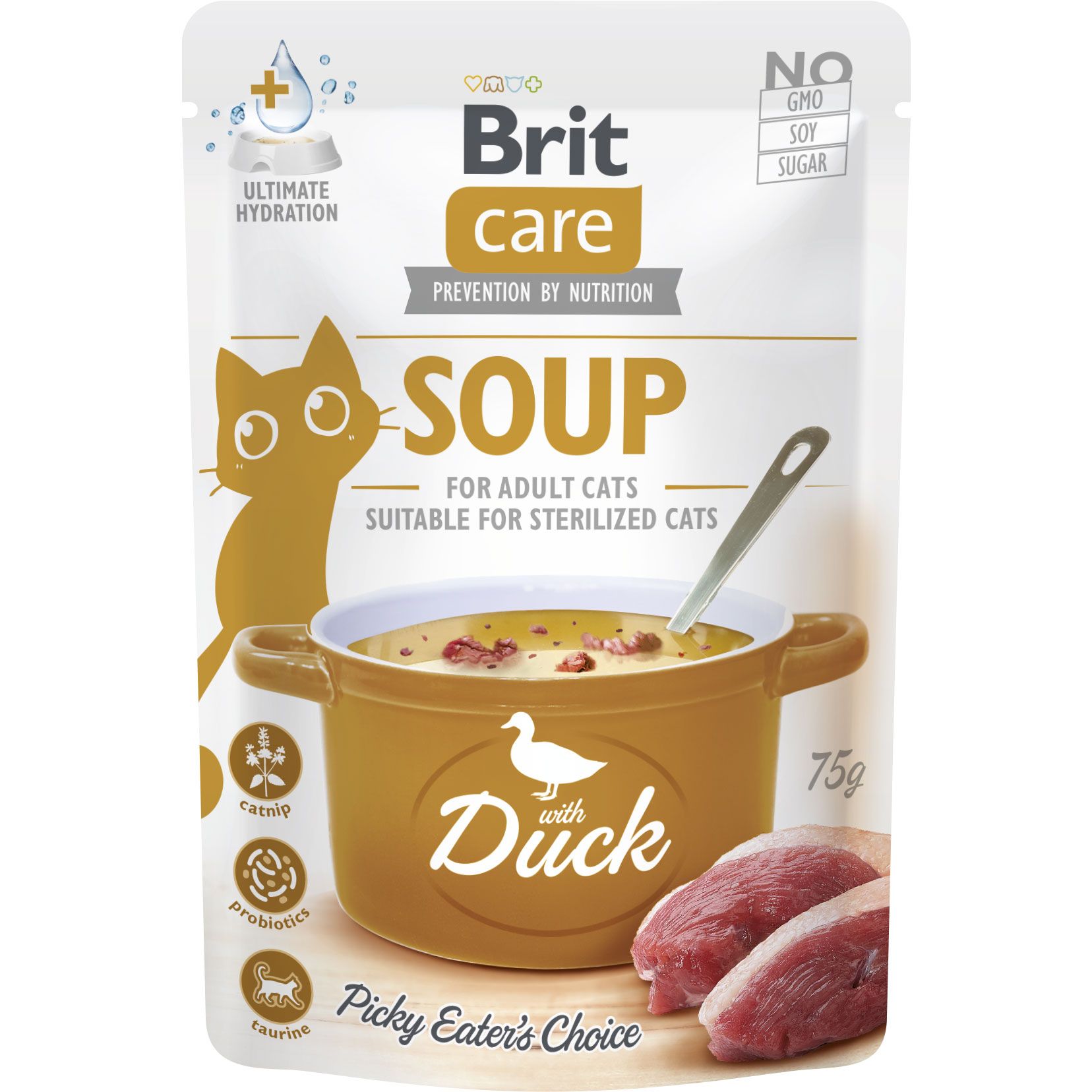 Вологий корм для котів Brit Care Soup з качкою 75 г - фото 1