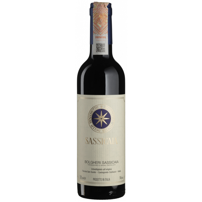 Вино Tenuta San Guido Sassicaia 2018 Bolgheri DOC, красное, сухое, 0,375 л - фото 1