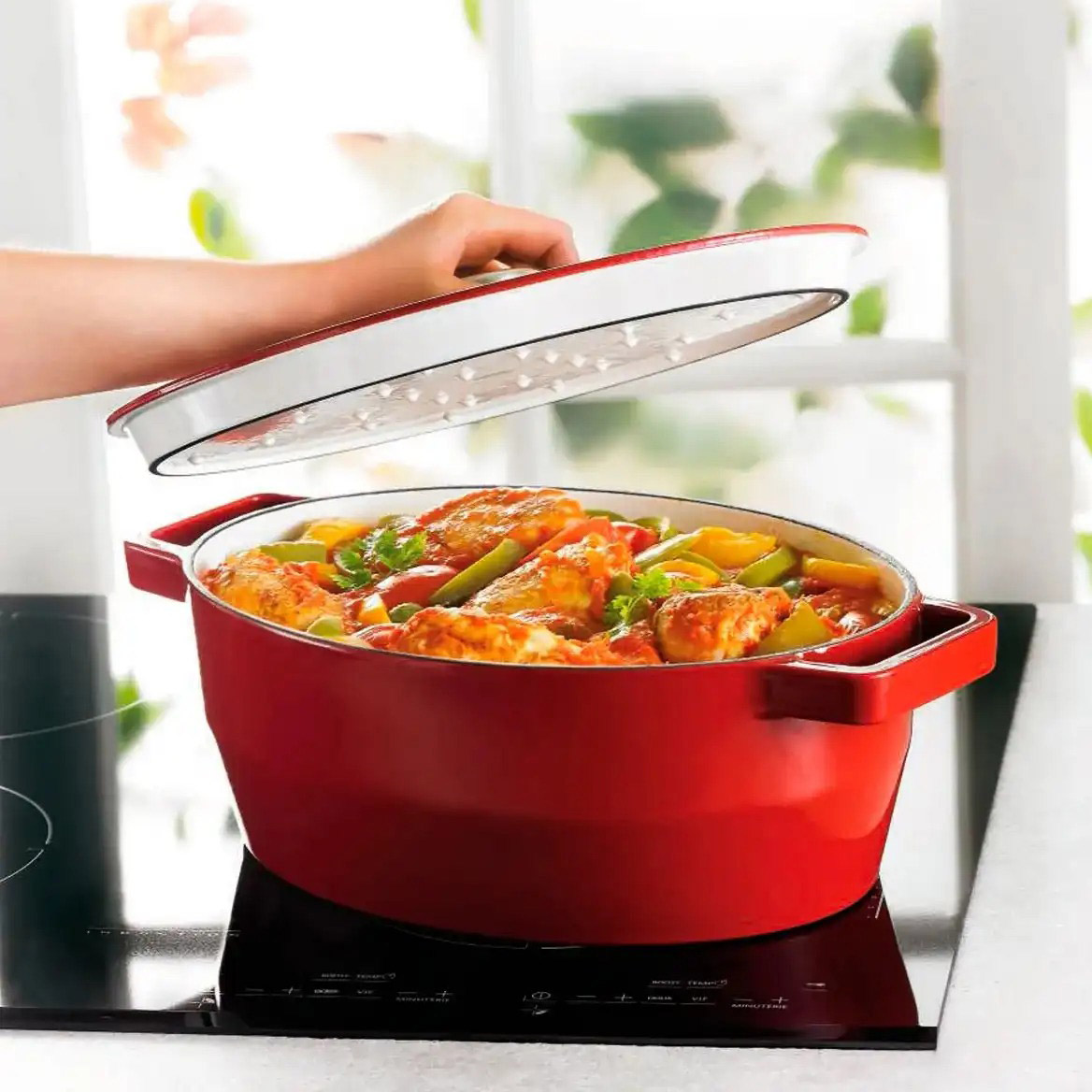 Кастрюля Pyrex Slow Cook чугунная 3.8 л красная (SC5AC29) - фото 5