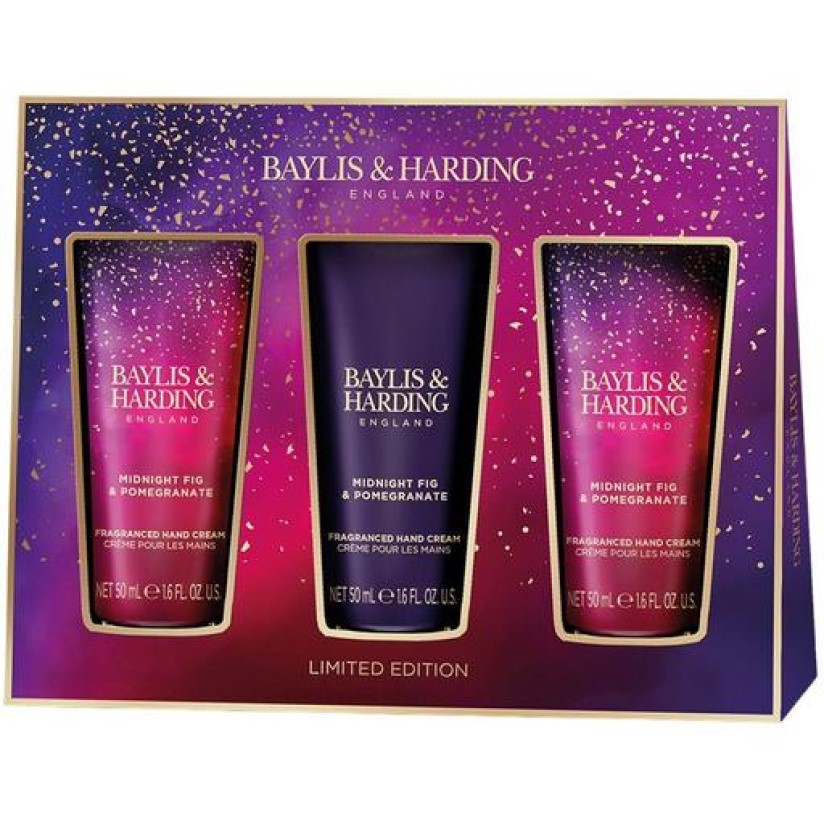 Подарунковий набір Baylis & Harding: Крем для рук Midnight Fig & Pomegranate, 3 шт. х 50 мл - фото 1