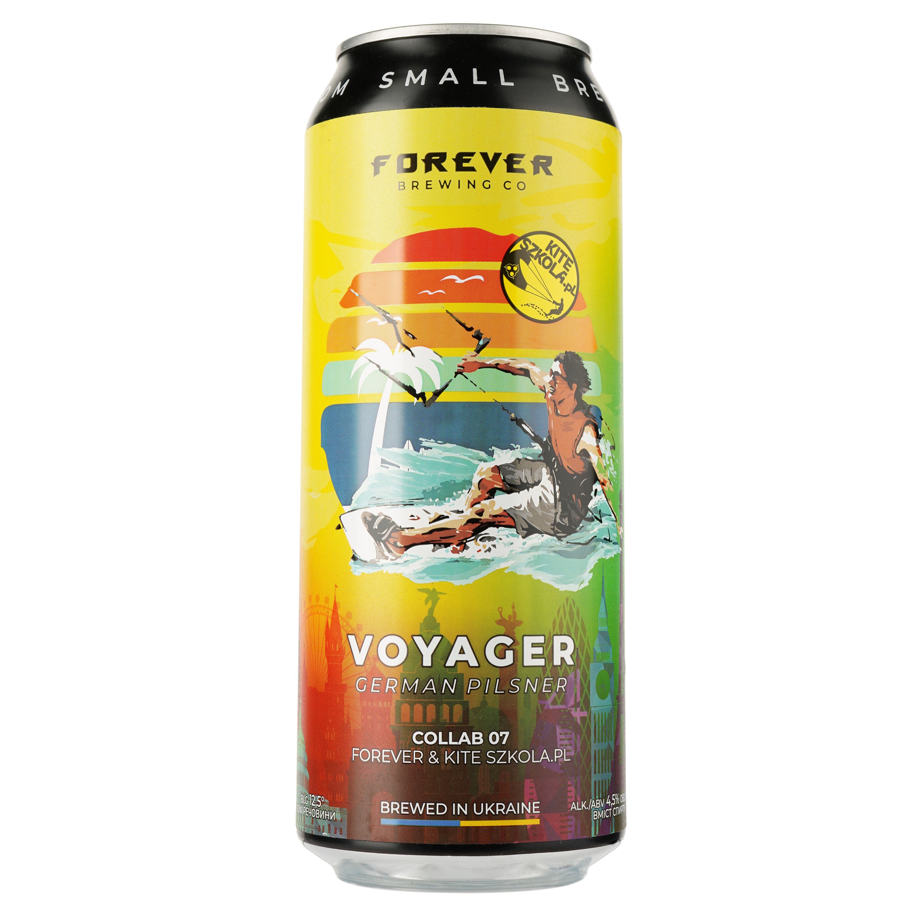 Пиво Forever Voyager, світле, нефільтроване, 4,5%, з/б, 0,5 л - фото 1
