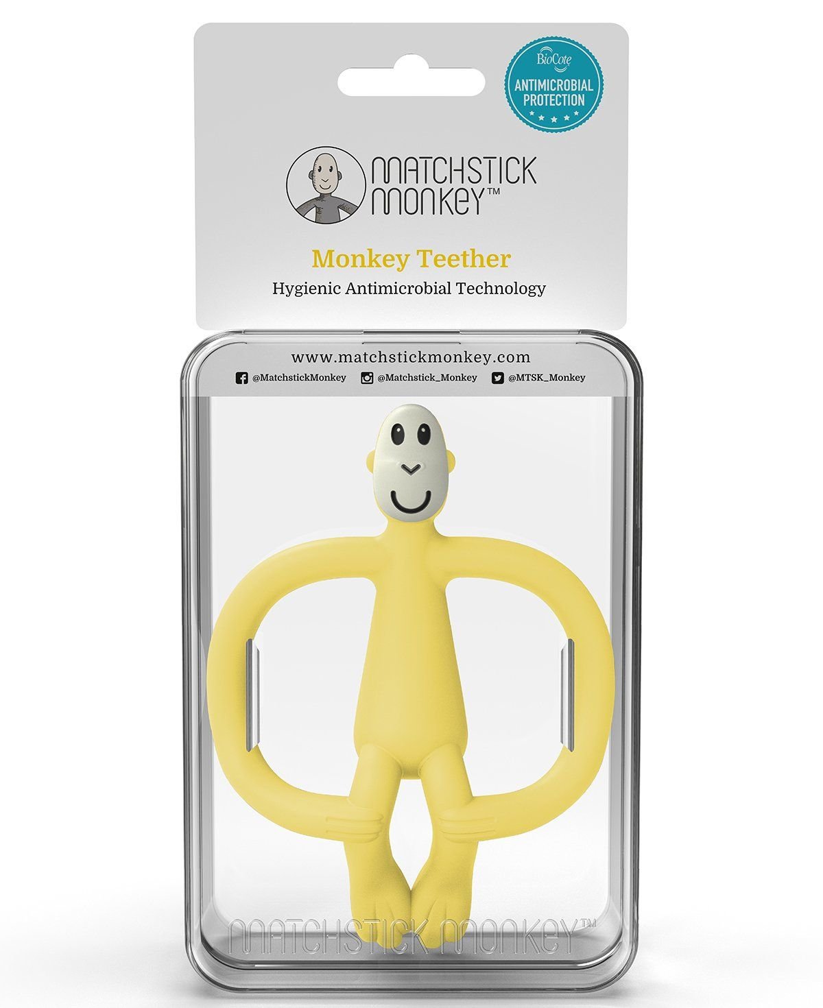 Іграшка-прорізувач Matchstick Monkey Мавпочка, без хвоста, 11 см, жовта (MM-ONT-013) - фото 4