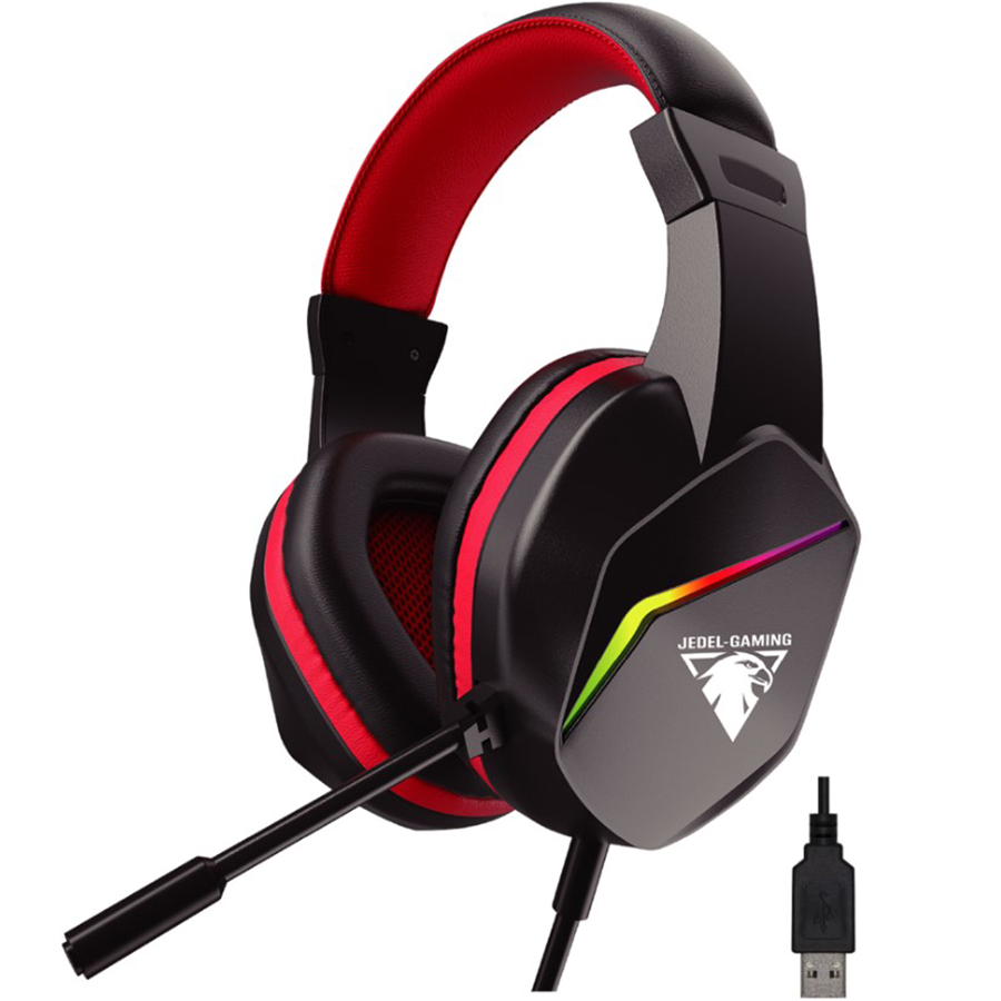 Игровые наушники Jedel GH269 с микрофоном RGB 7.1 Channel Black-Red - фото 1