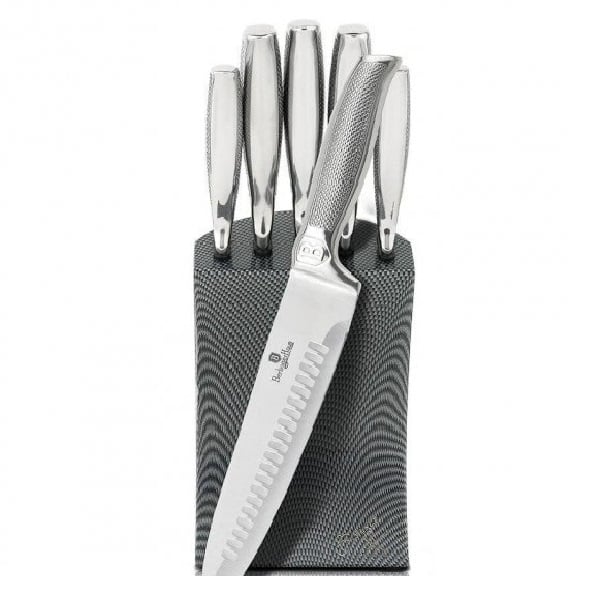Набір ножів Berlinger Haus з підставкою Kikoza Collection, 6 предметів, сріблястий (BH 2173) - фото 1