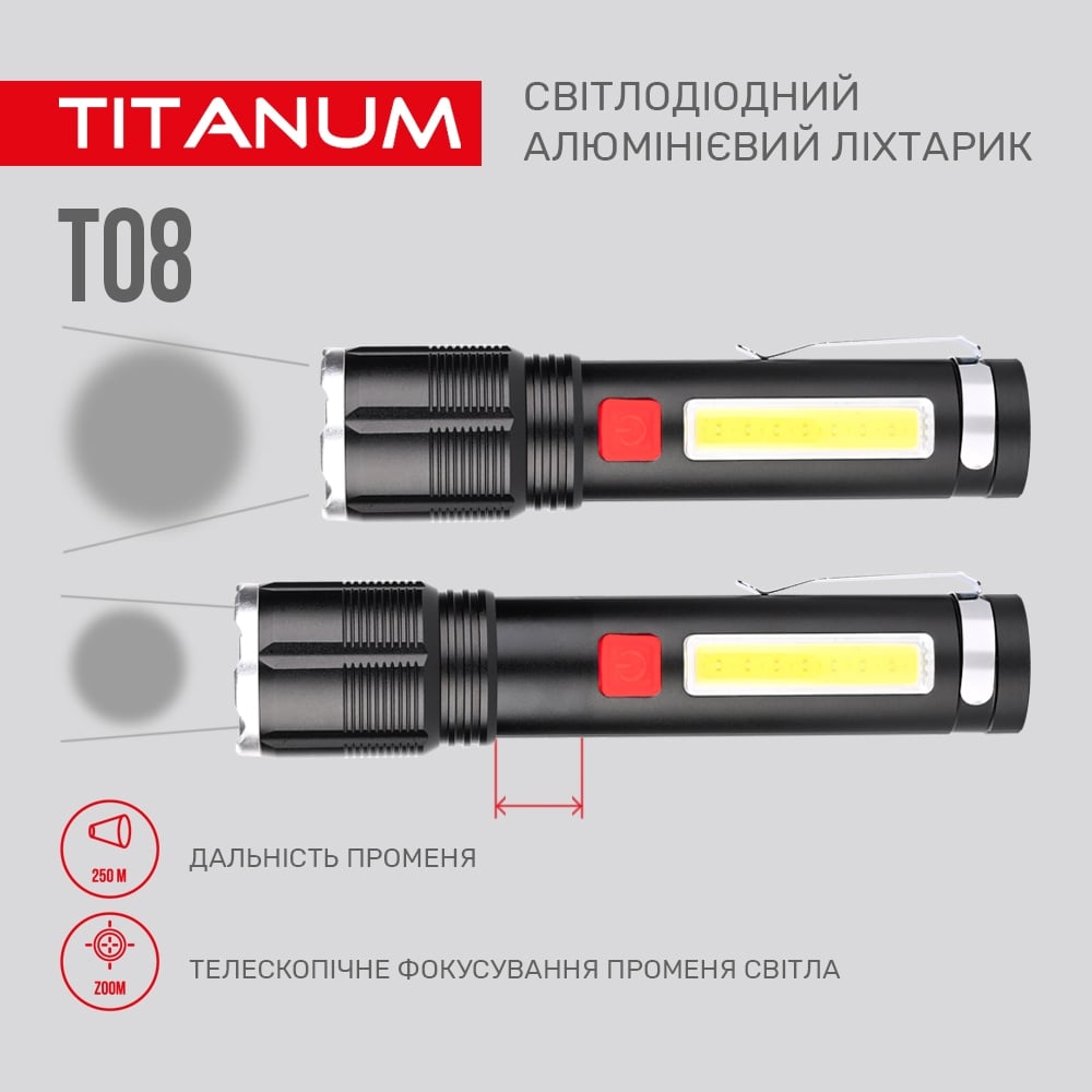 Фонарь портативный Videx Titanum 700 Lm 6500 K (TLF-T08) - фото 6