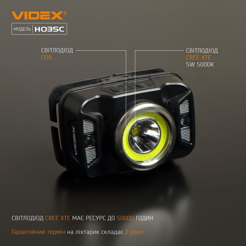 Налобний світлодіодний ліхтарик Videx VLF-H035C 410 Lm 5000 K (VLF-H035C) - фото 10
