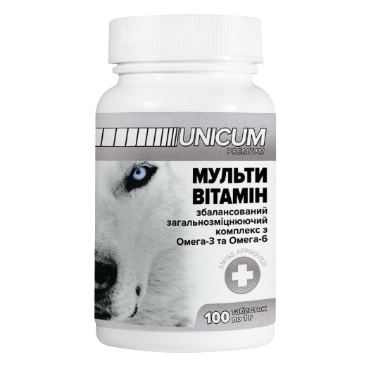 Вітаміни Unicum Premium для собак мультивітаміни, 100 таблеток, 100 г (UN-016) - фото 1