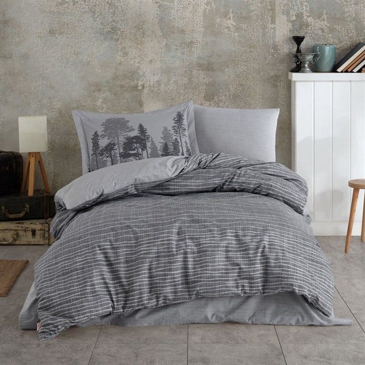 Комплект постельного белья Hobby Poplin Tully евростандарт серый (77352_2,0) - фото 3