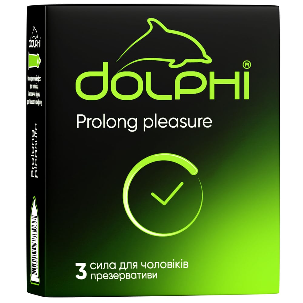 Презервативи латексні Dolphi Prolong pleasure анатомічні, з анестетиком, 3 шт. (DOLPHI/Prolong pleasure/3) - фото 1