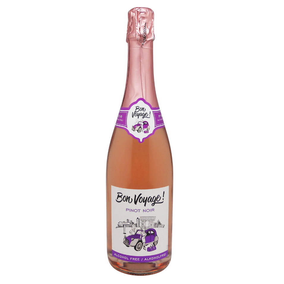 Вино игристое Bon Voyage Pinot Noir Alcohol Free Sparkling Rose, розовое, полусухое, 0,5%, 0,75 л - фото 1