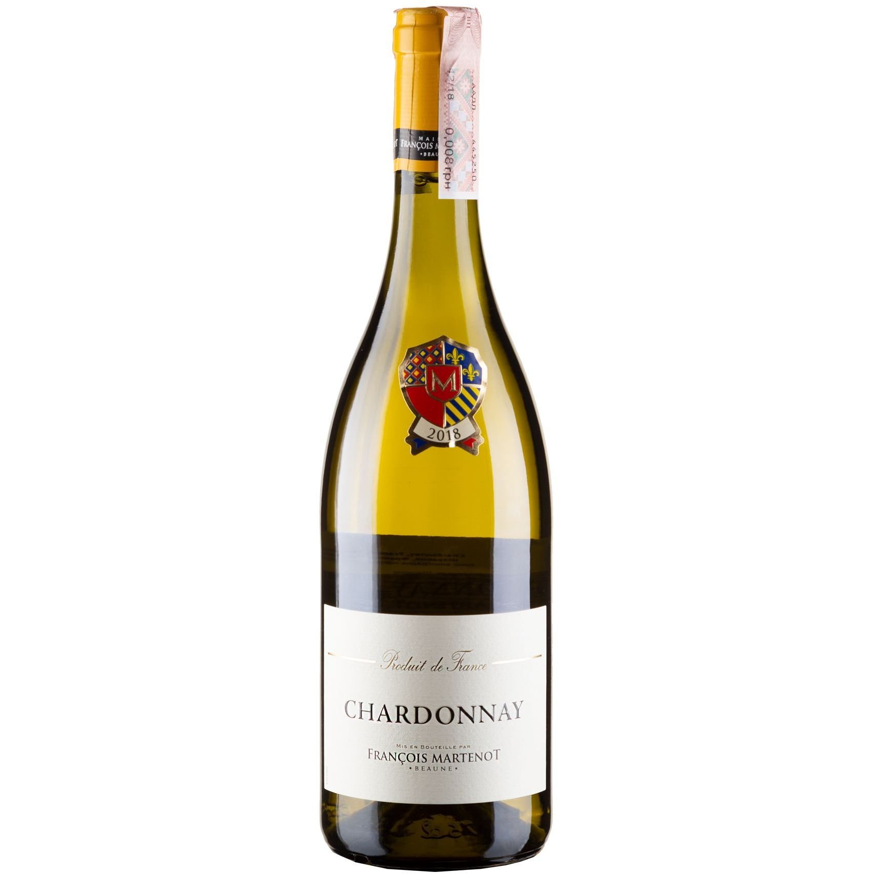 Вино Francois Martenot Chardonnay, біле, сухе, 12,5%, 0,75 л - фото 1