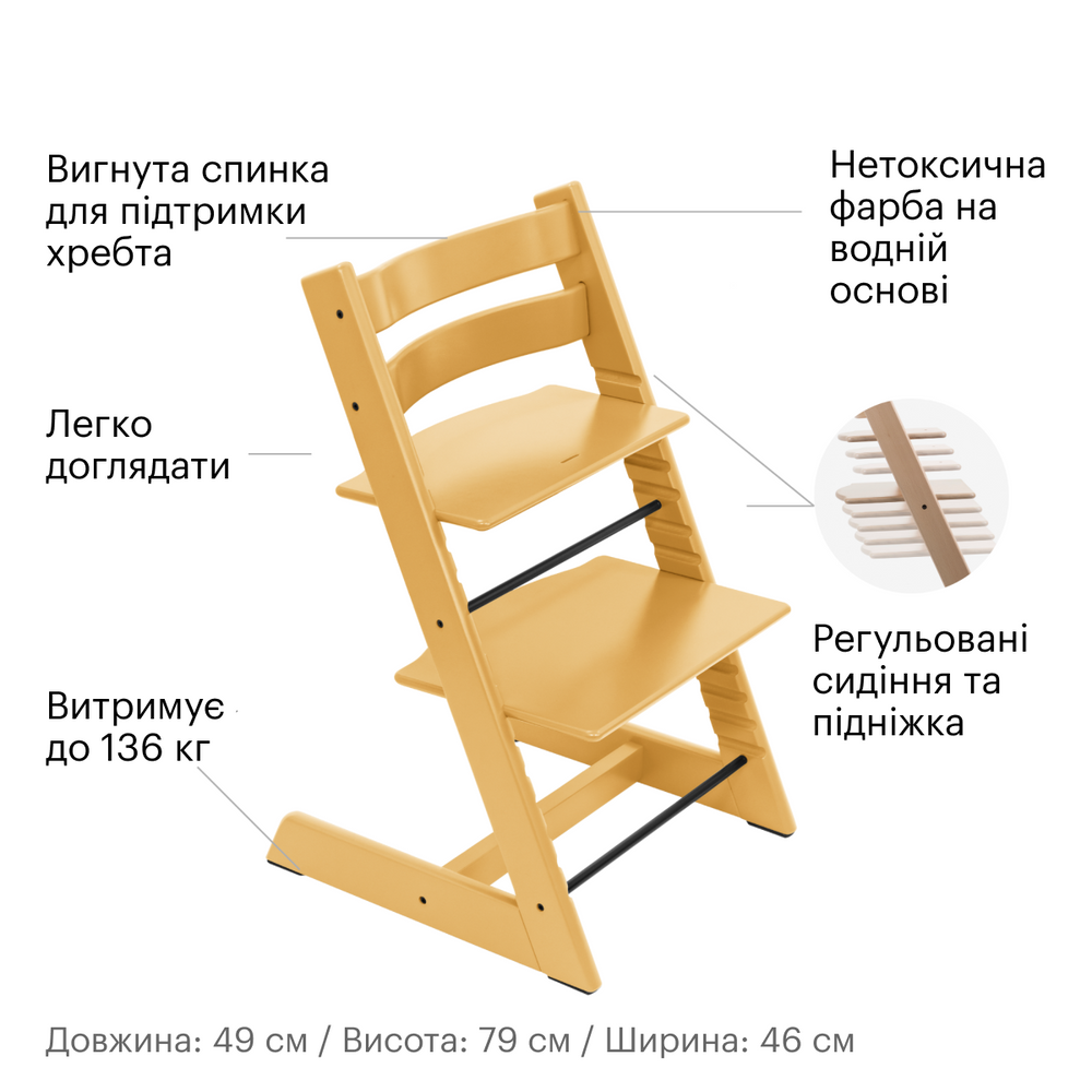 Набір Stokke Baby Set Tripp Trapp Sunflower Yellow: стільчик і спинка з обмежувачем (k.100137.15) - фото 5