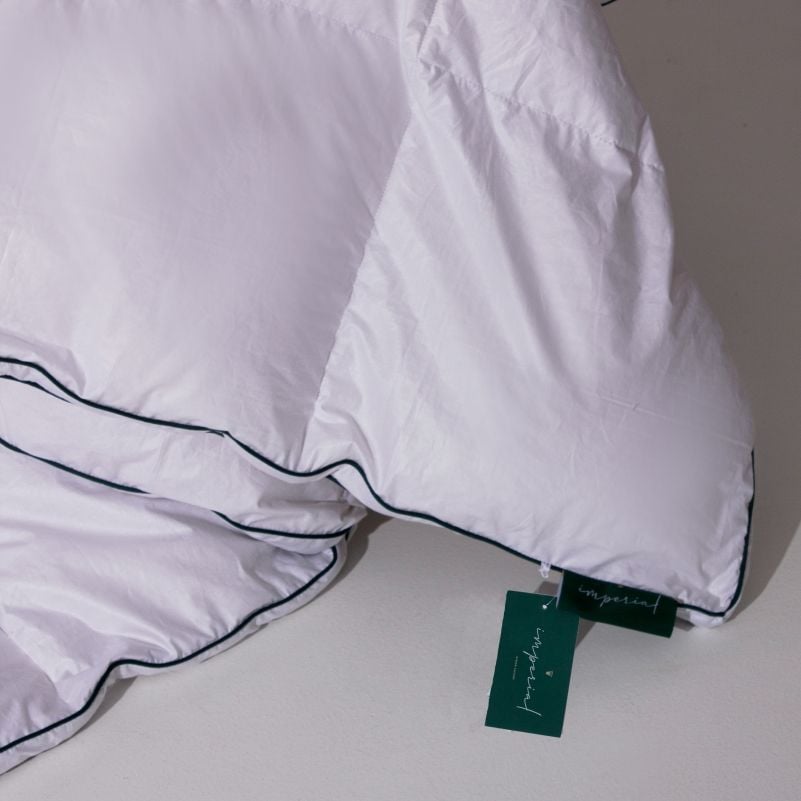 Одеяло пуховое MirSon Imperial Delight, зимнее, 240х220 см, белое с зеленым кантом - фото 8