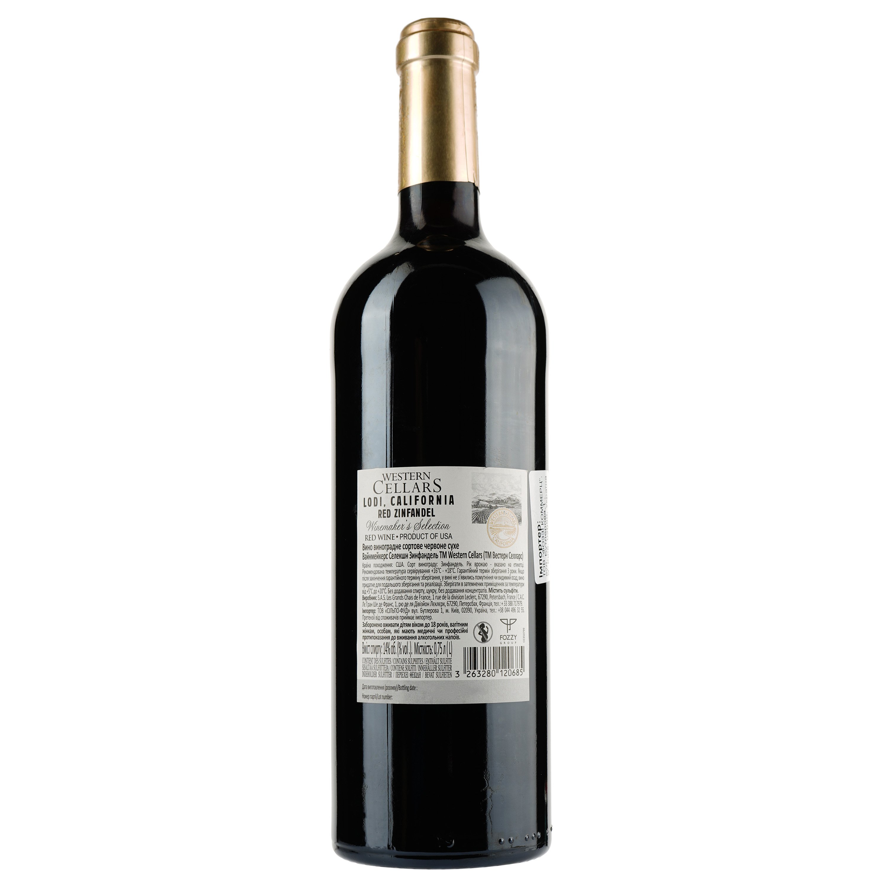 Вино Western Cellars Winemaker's Select Zinfandel, красное, сухое, 0,75 л - фото 2