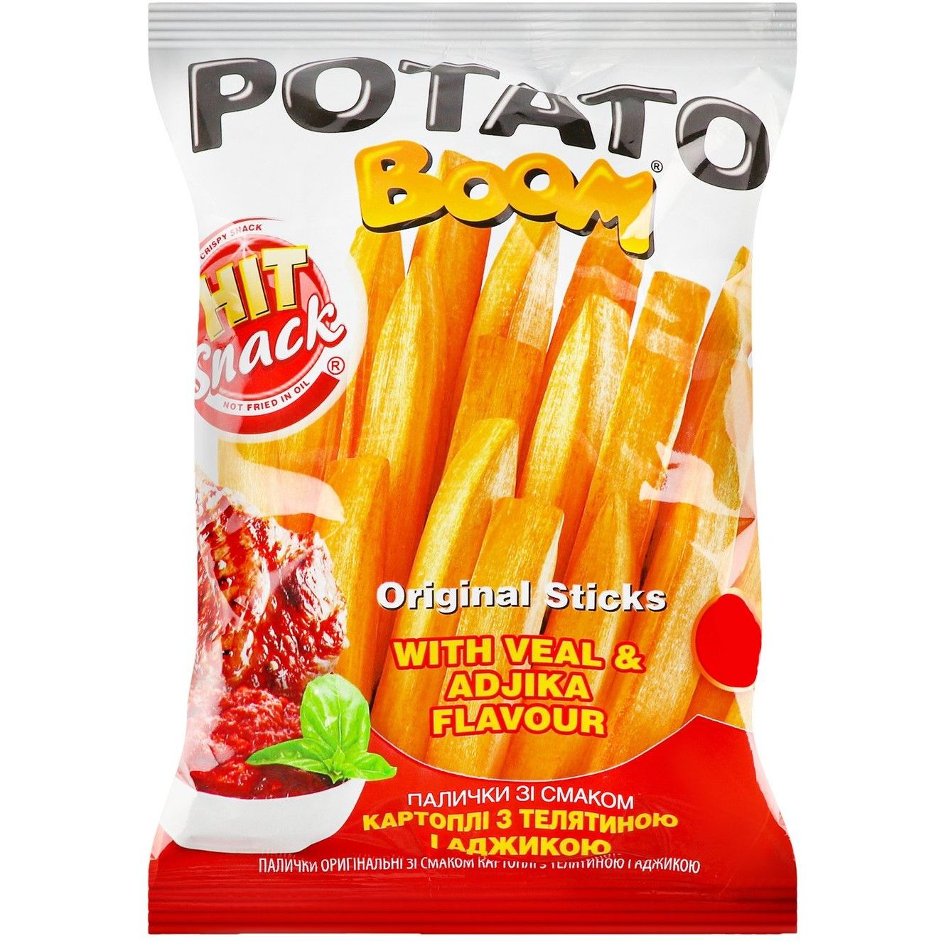 Палочки Potato Boom Hit snack с телятиной и аджикой 25 г - фото 1