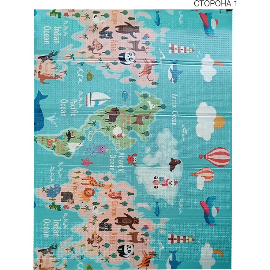 Дитячий килимок Poppet Карта світу та Гірська дорога двосторонній складний 200х150x1 см (PP028-150H) - фото 2