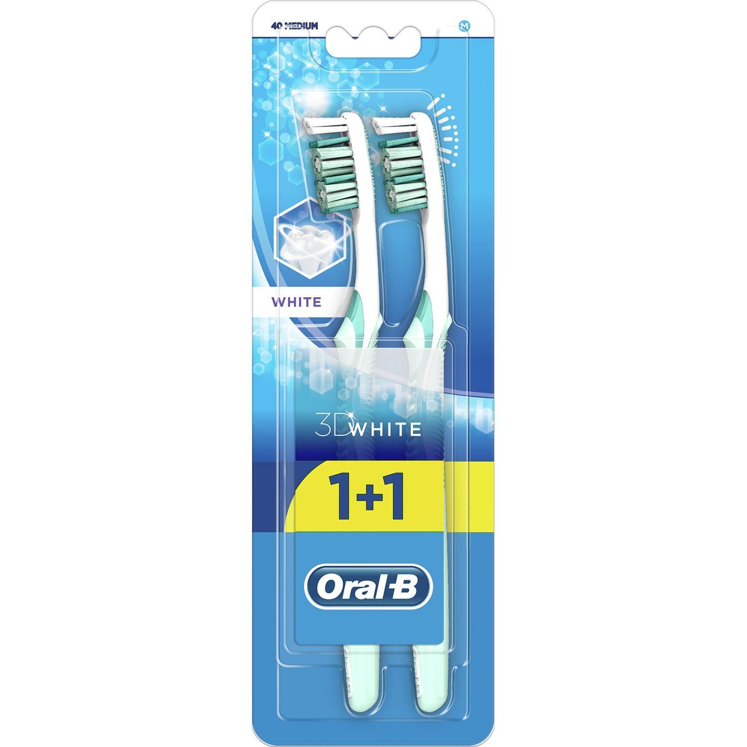 Зубная щетка Oral-B 3D White Fresh средняя бирюзовый 2 шт. - фото 1