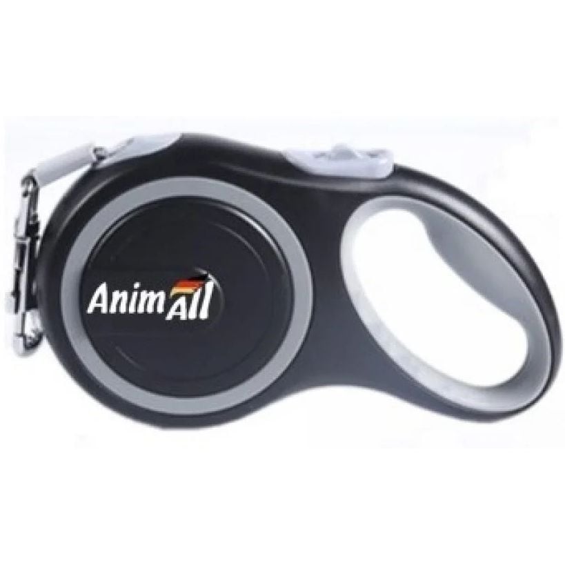 Повідець-рулетка для собак AnimAll, 15 кг, 3 м, сіро-чорний - фото 1