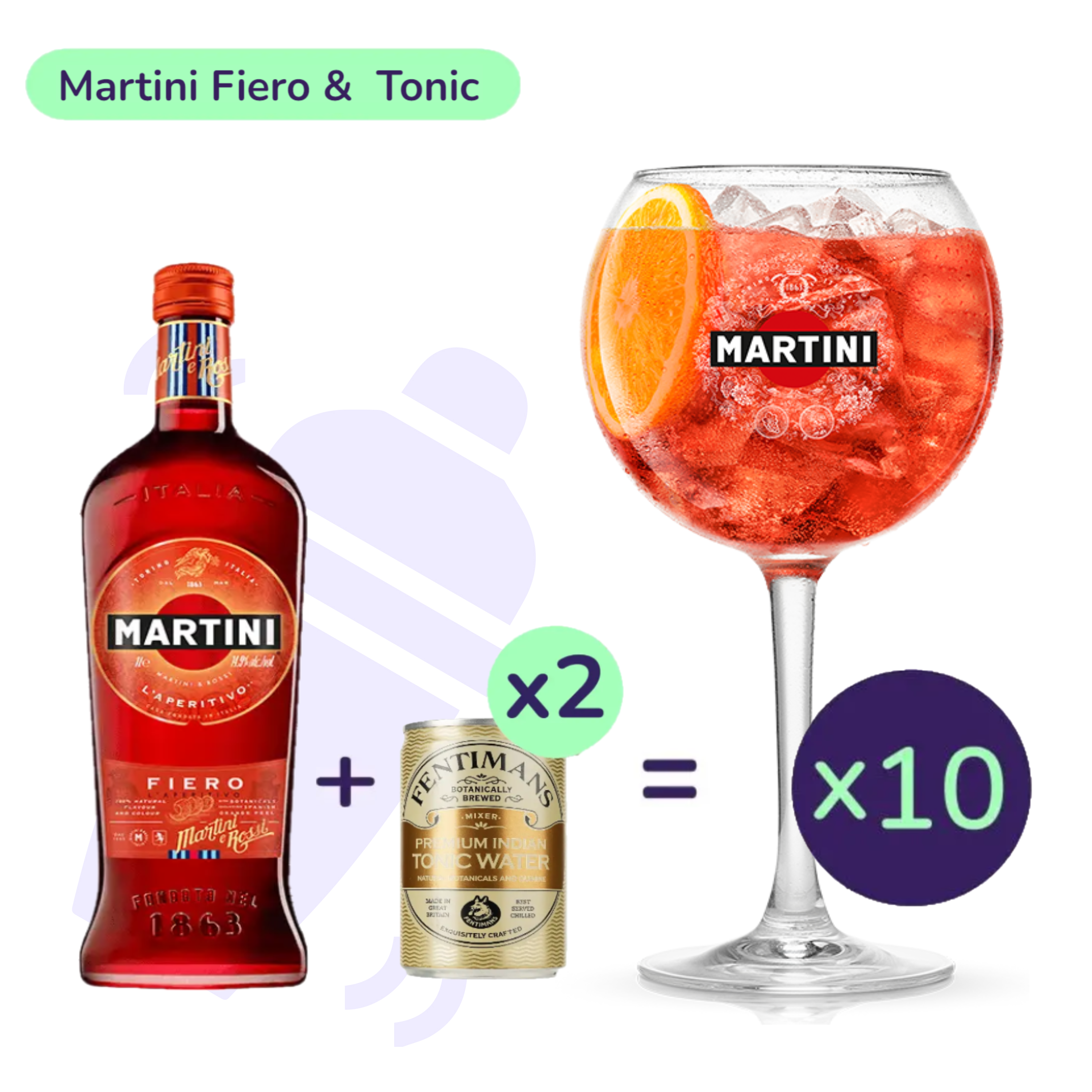 Коктейль Martini Fiero & Tonic (набір інгредієнтів) х10 на основі Martini Fiero - фото 1