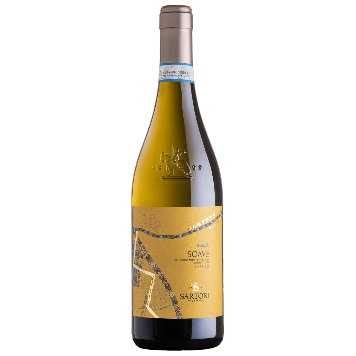 Вино Sartori Soave Classico Sella DOC, біле, напівсухе, 12,5%, 0,75 л - фото 1