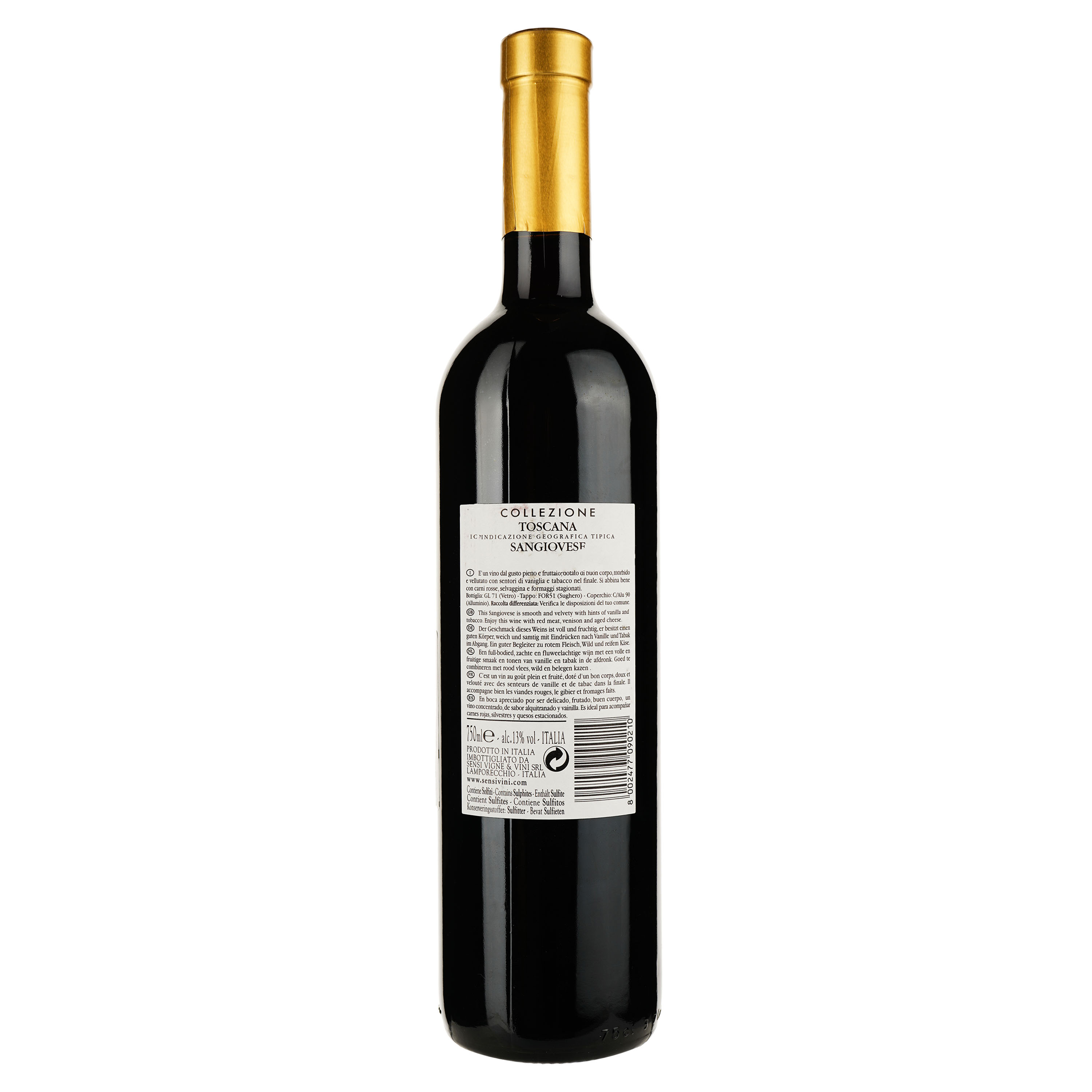 Вино Sensi Collezione Sangiovese IGT, красное, сухое, 13%, 0,75 л - фото 2