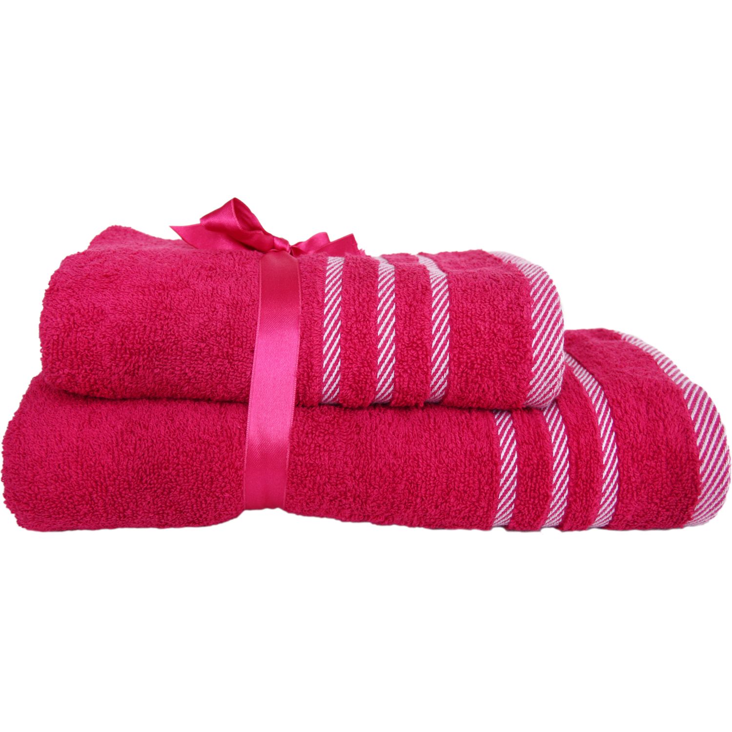 Набір рушників Izzihome Rubin Stripe2 fuchsia, 50х90 см, 70х130 см, фуксія (604125) - фото 1