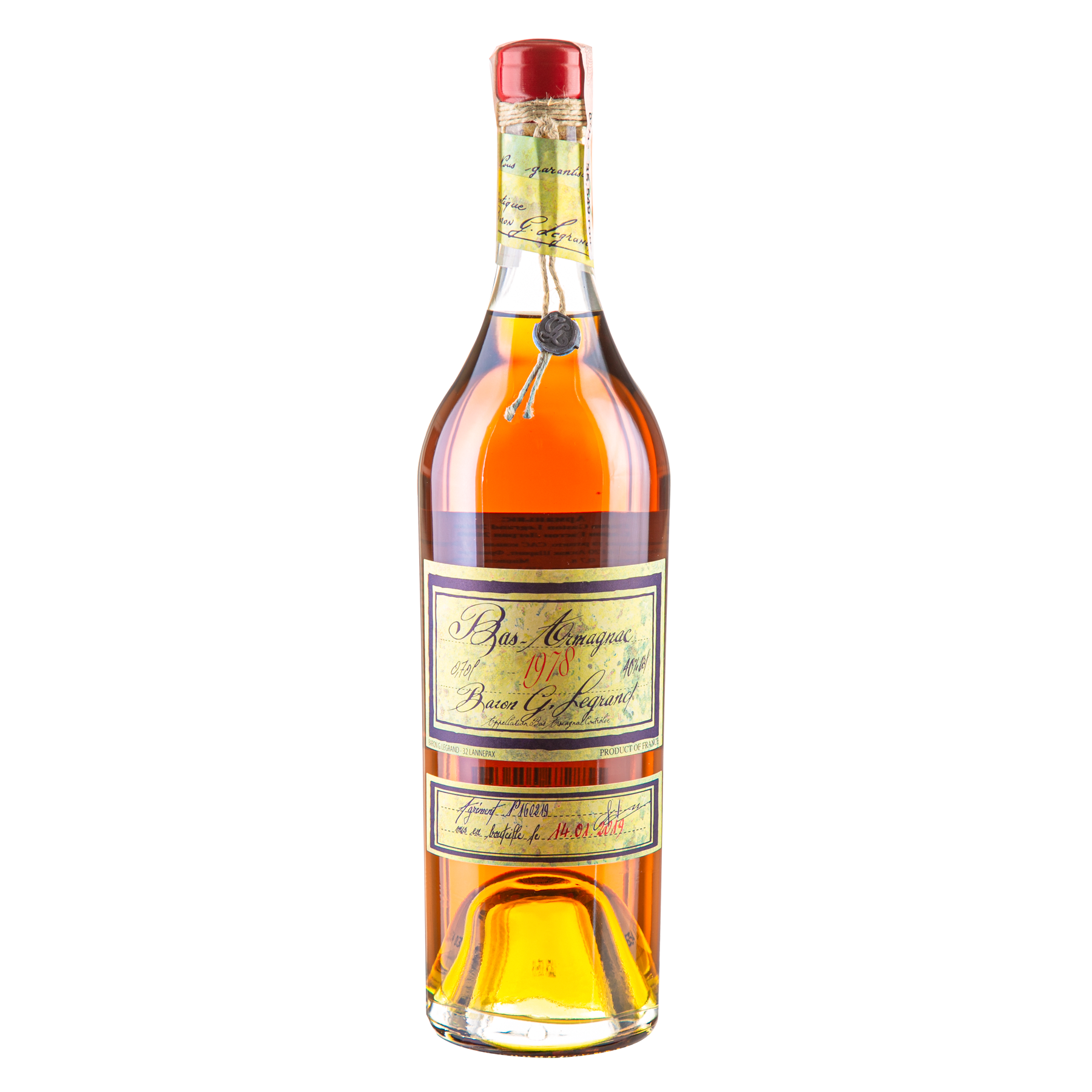 Арманьяк Baron Gaston Legrand Bas Armagnac 1978, в деревянной коробке, 40%, 0,7 л - фото 2