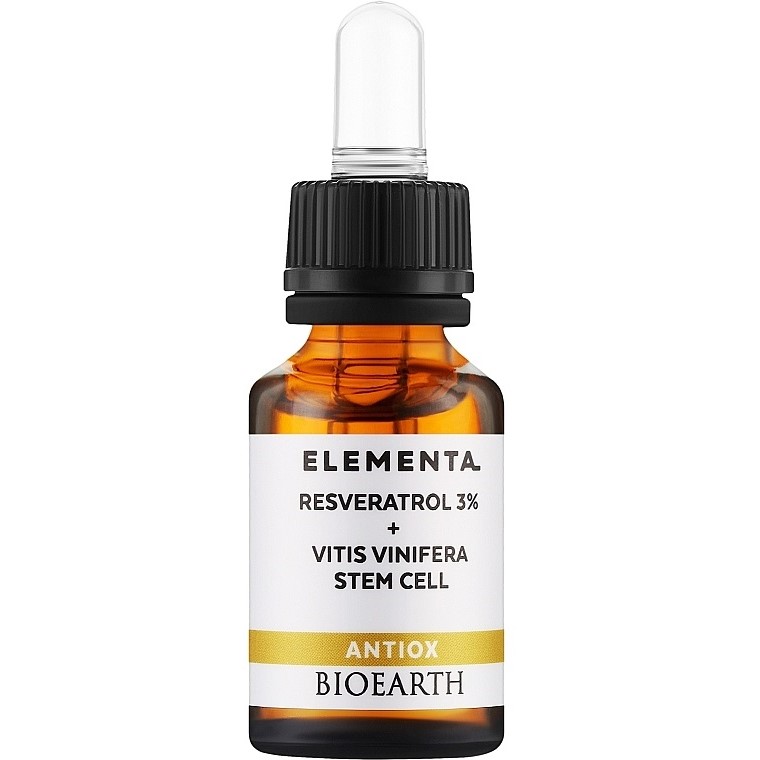 Антиоксидантна сироватка для обличчя Bioearth Elementa Antiox Resveratrol 3% + Vitis Vinifera Stem Cell 15 мл - фото 1