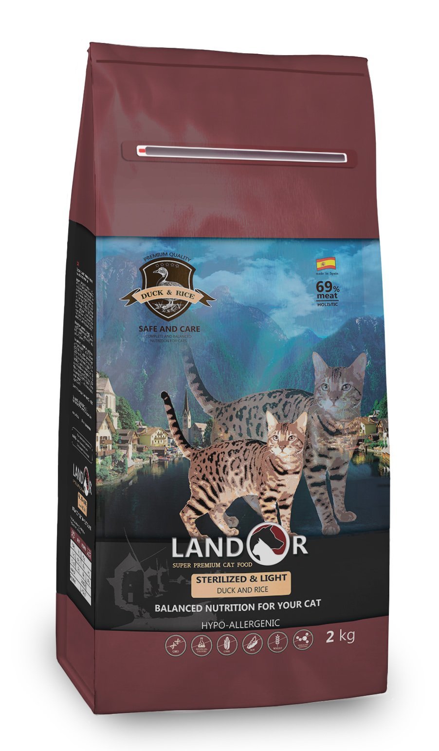 Сухой корм для кошек стерилизованных Landor, утка с рисом, 10 кг - фото 1