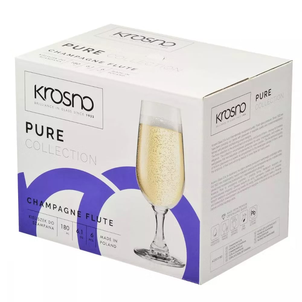 Набор бокалов для шампанского Krosno Balance, стекло, 180 мл, 6 шт. (789095) - фото 3