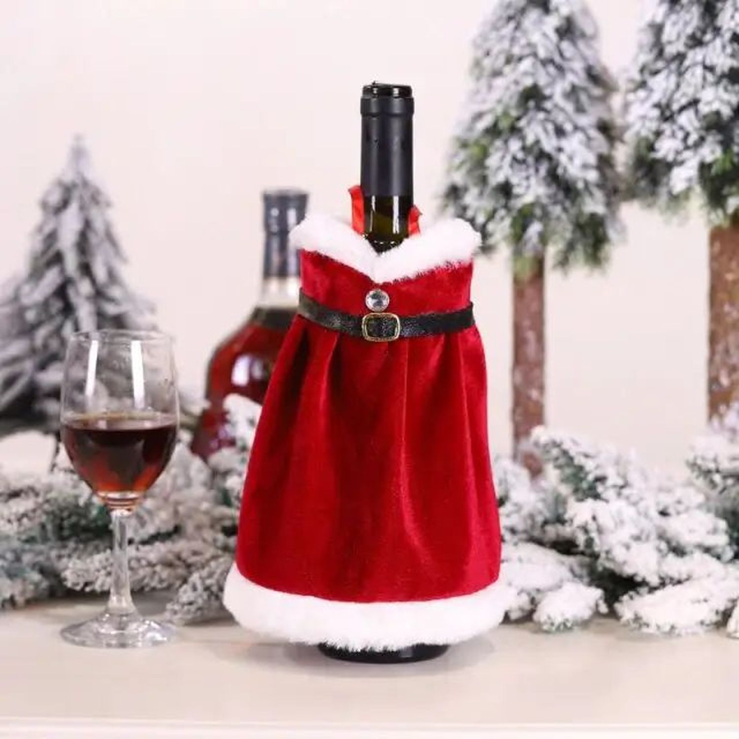 Новогодний чехол на бутылку Supretto Снегурочка красный (72740001) - фото 3