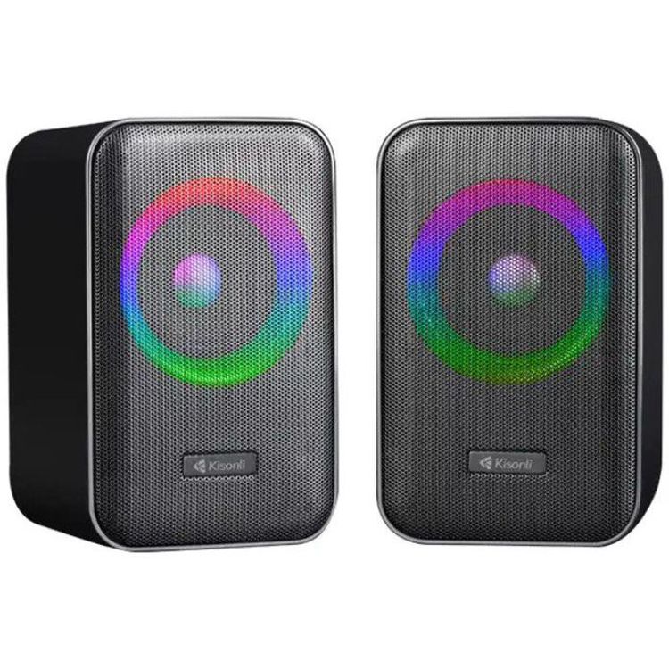 Компьютерные колонки Kisonli X20 Bluetooth USB RGB light Black - фото 1