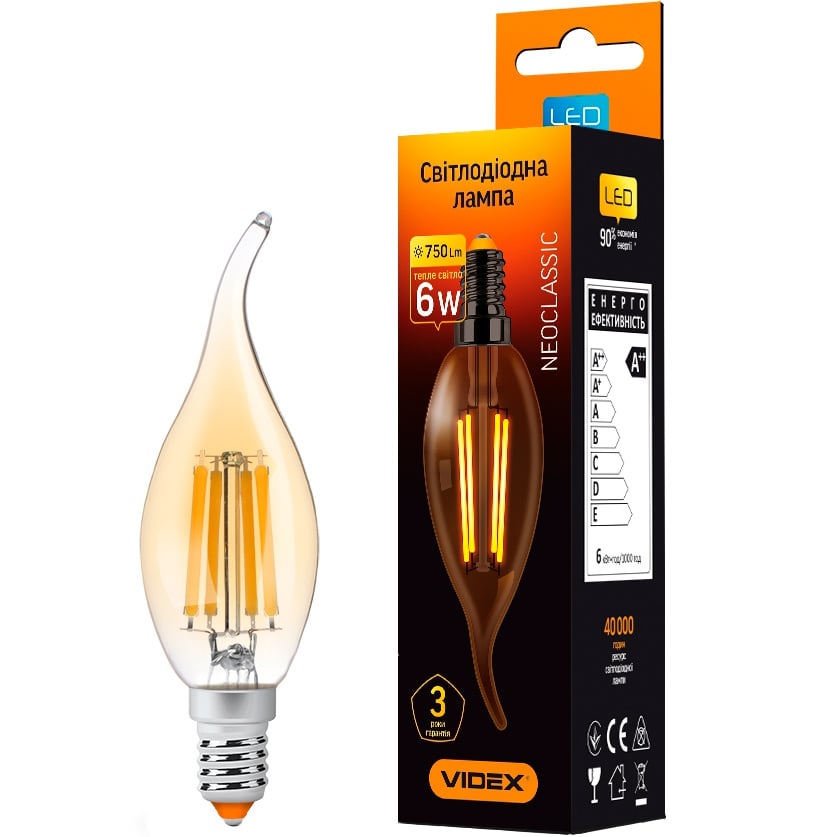 Світлодіодна лампа Videx Filament 6 W E14 2200 K бронза (VL-C37FtA-06142) - фото 1