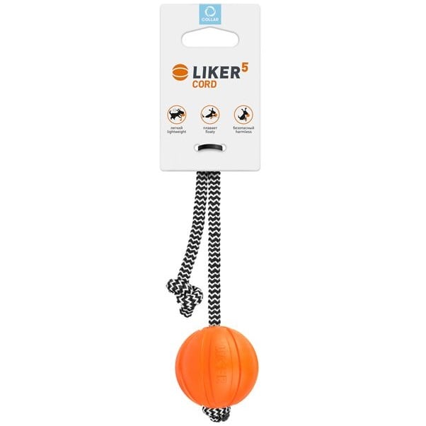 Мячик Liker 5 Cord на шнуре, 5 см, оранжевый (6285) - фото 1