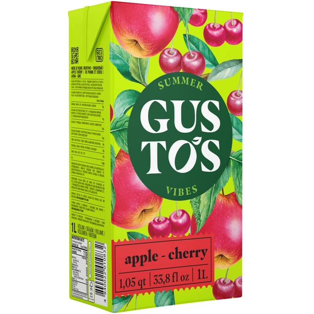 Напій соковий Gustos Яблуко-вишня тетра 1 л - фото 3