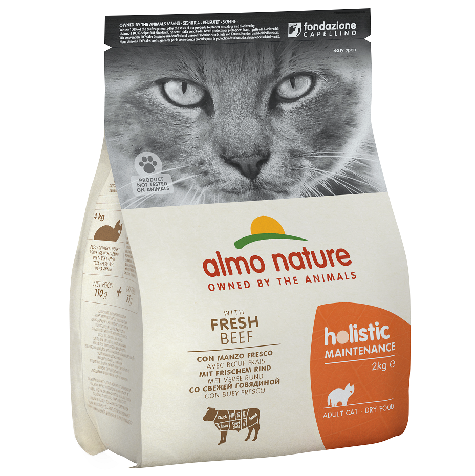 Сухий корм для дорослих котів Almo Nature Holistic Cat, зі свіжою яловичиною, 2 кг (628) - фото 1