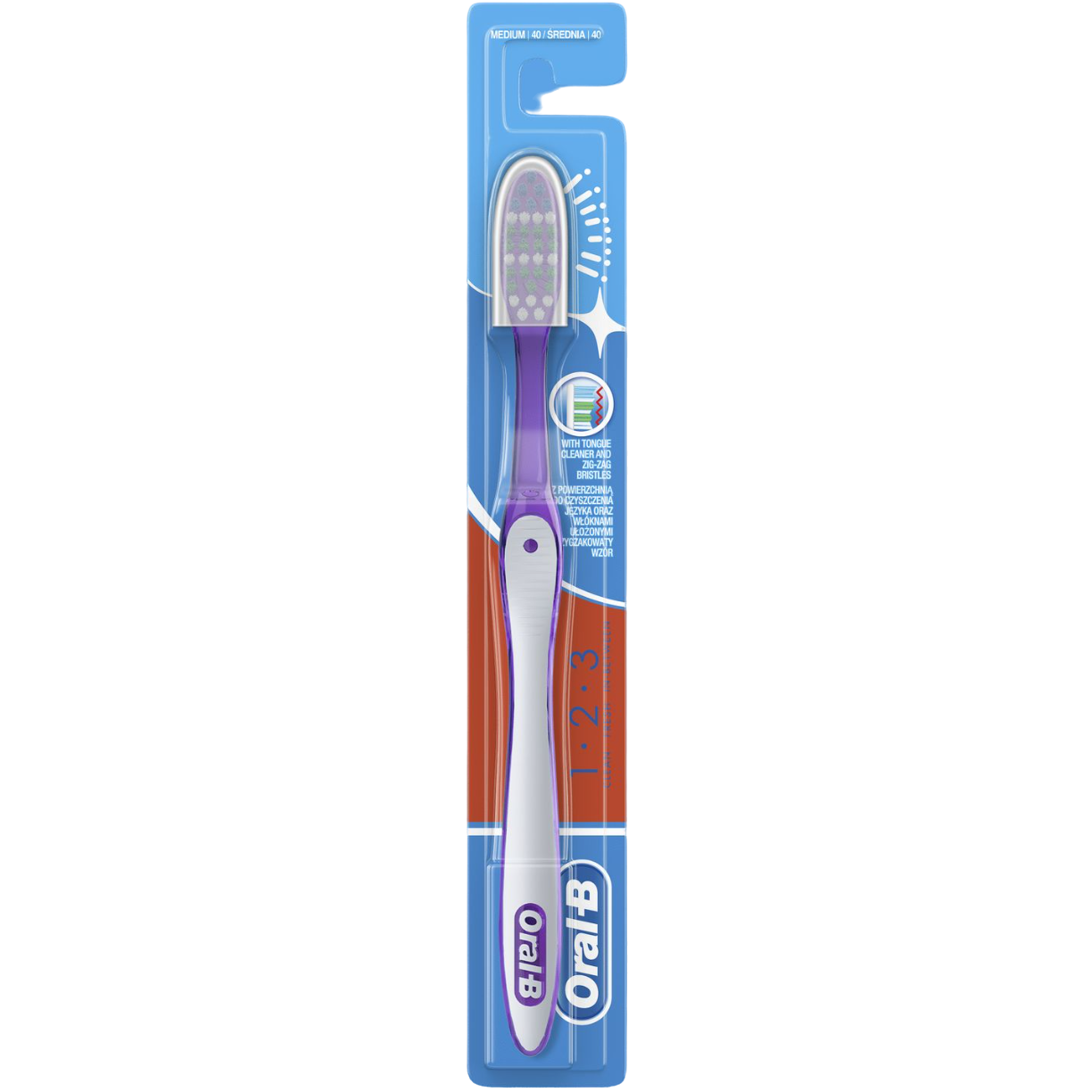 Зубная щетка Oral-B 3-Эффект Fresh Strong 1-2-3 средней жесткости фиолетовая - фото 1