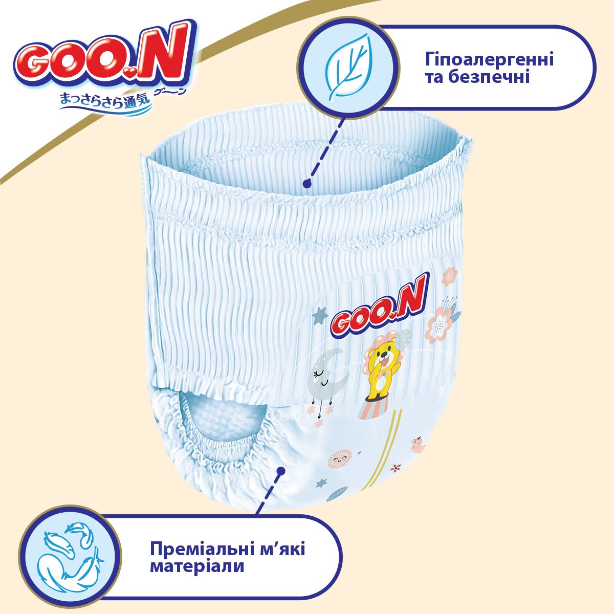 Подгузники-трусики Goo.N Premium Soft 3 (7-12 кг), 100 шт. (2 уп. х 50 шт.) - фото 4