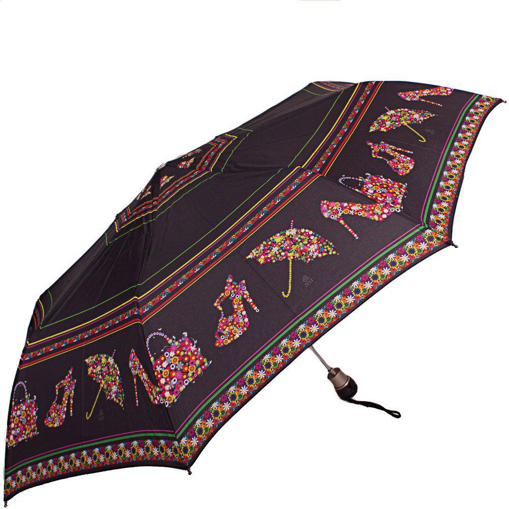 Жіноча складана парасолька напівавтомат Airton 99 см чорна - фото 2