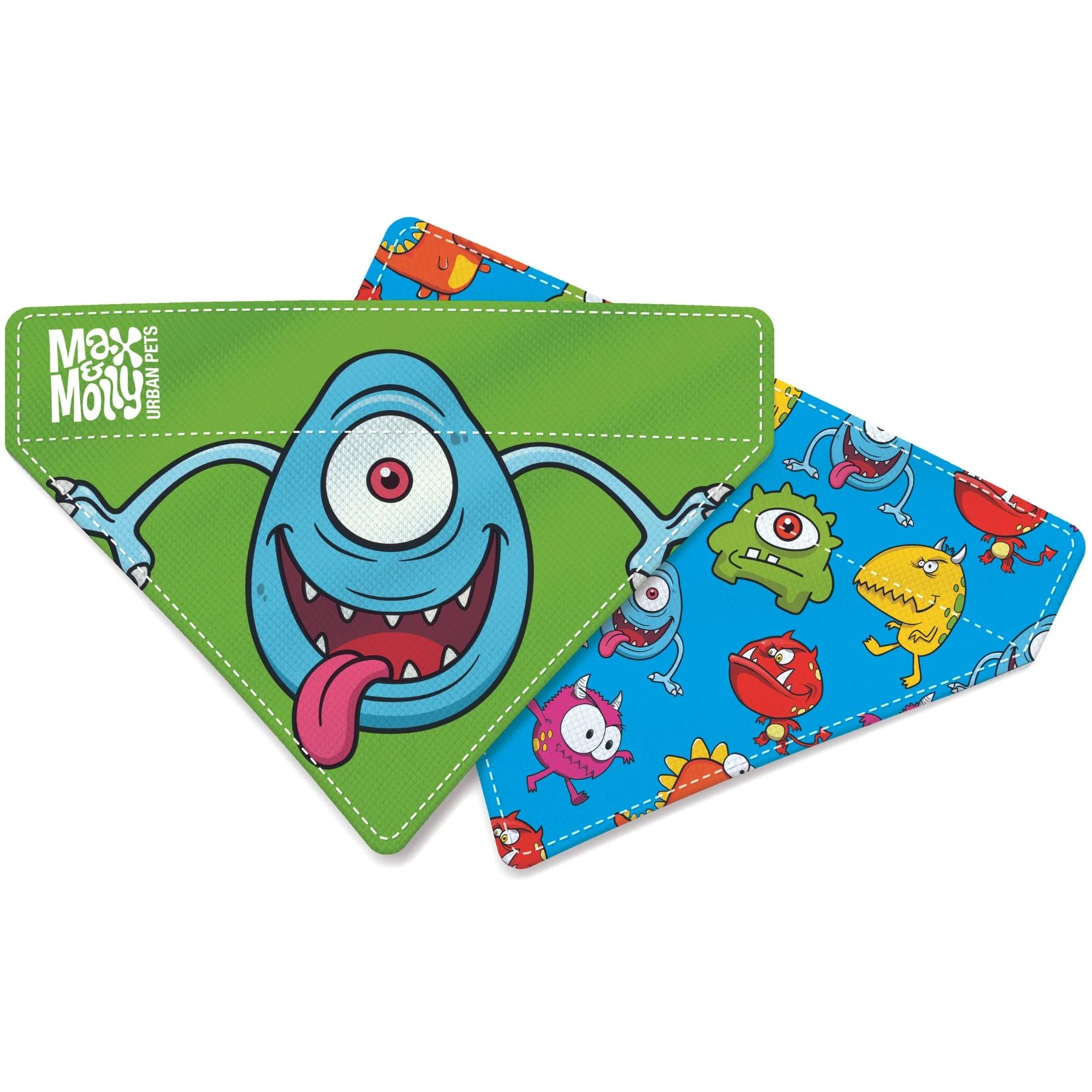 Бандана для собак Max & Molly Bandana Little Monsters на ошейник с принтом Маленькие монстры L - фото 1