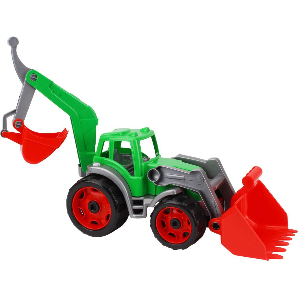 Игрушечная машинка ТехноК Трактор с двумя ковшами зеленый (3671) - фото 1