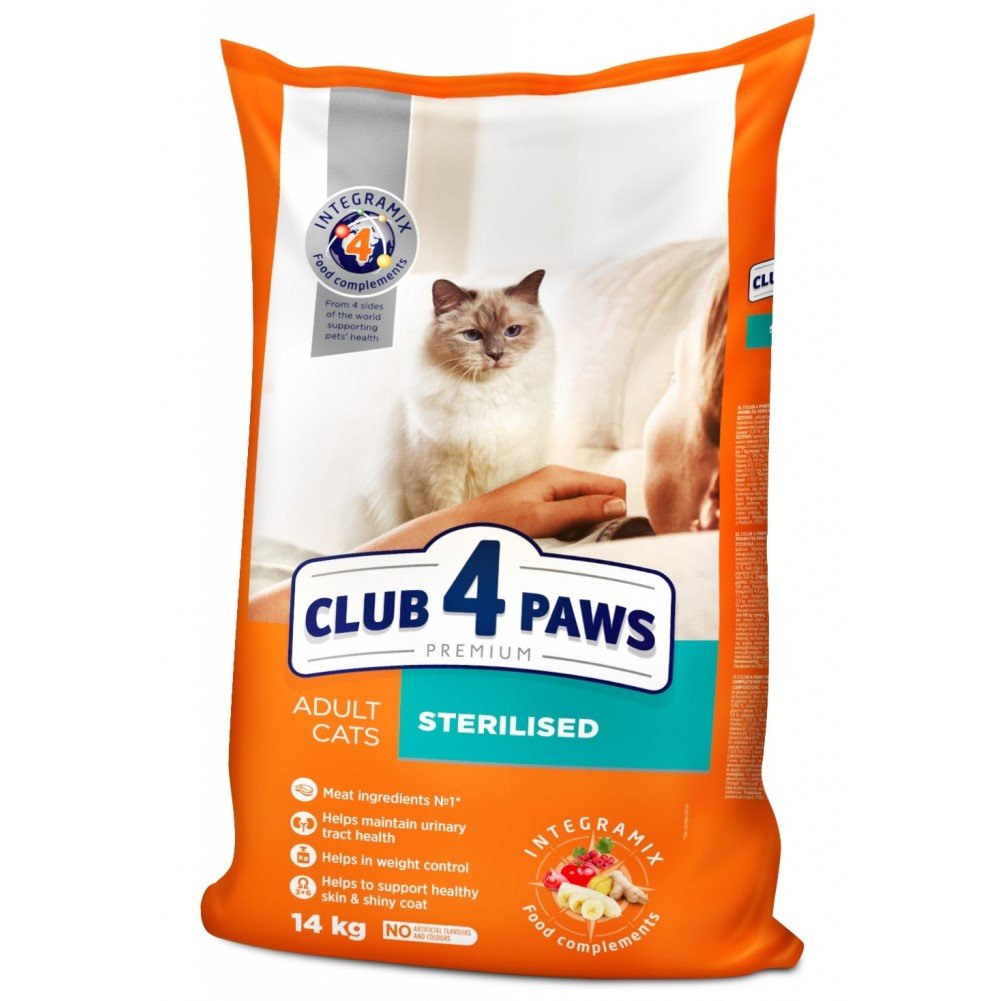 Сухой корм для для стерилизованных кошек Club 4 Paws Premium Sterilised, 14 кг (B4630701) - фото 1