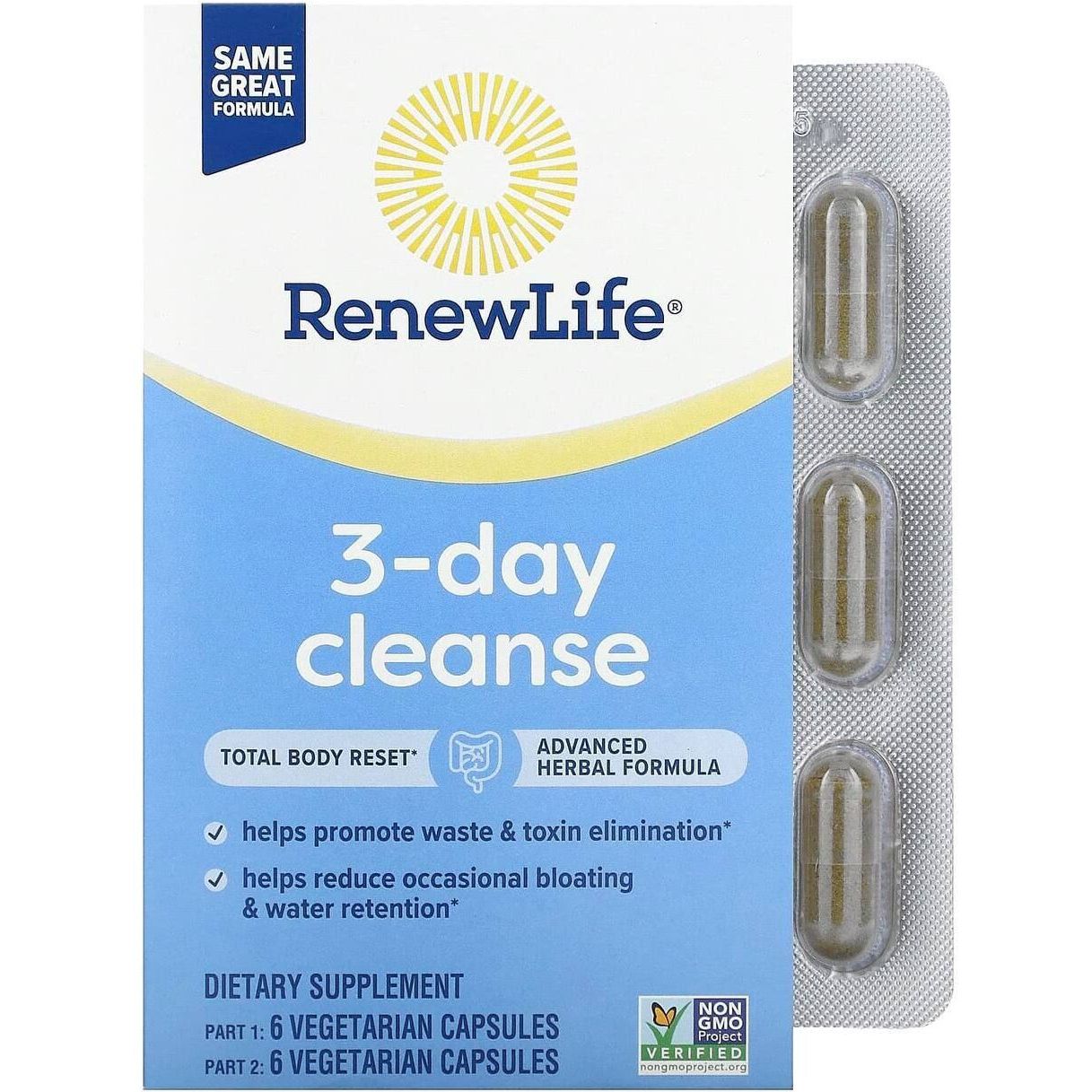 3-денна програма очищення Renew Life 3-Day Cleanse 12 вегетаріанських капсул - фото 1