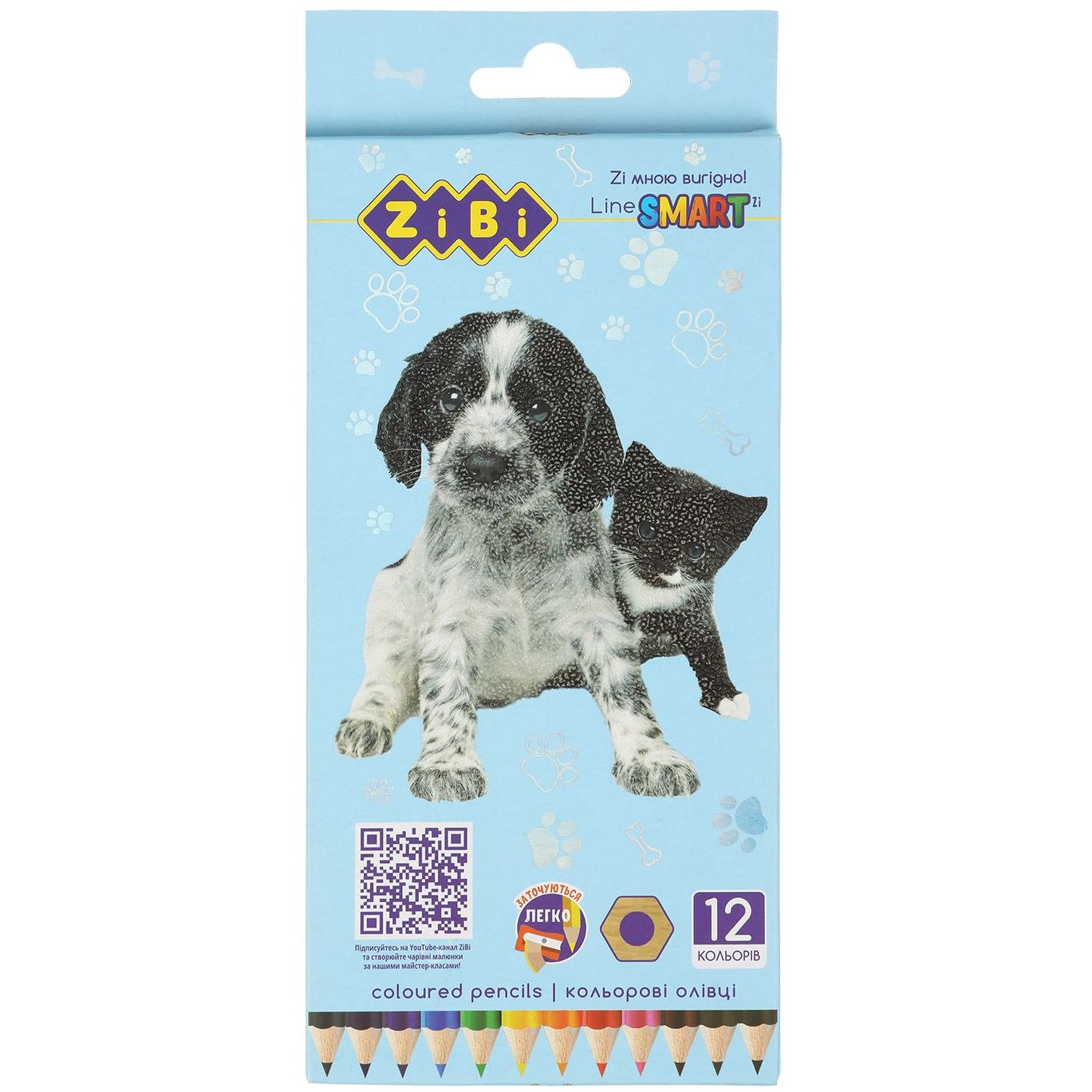 Олівці кольорові ZiBi Smart Line Собаки та коти 12 шт. (ZB.2427) - фото 1