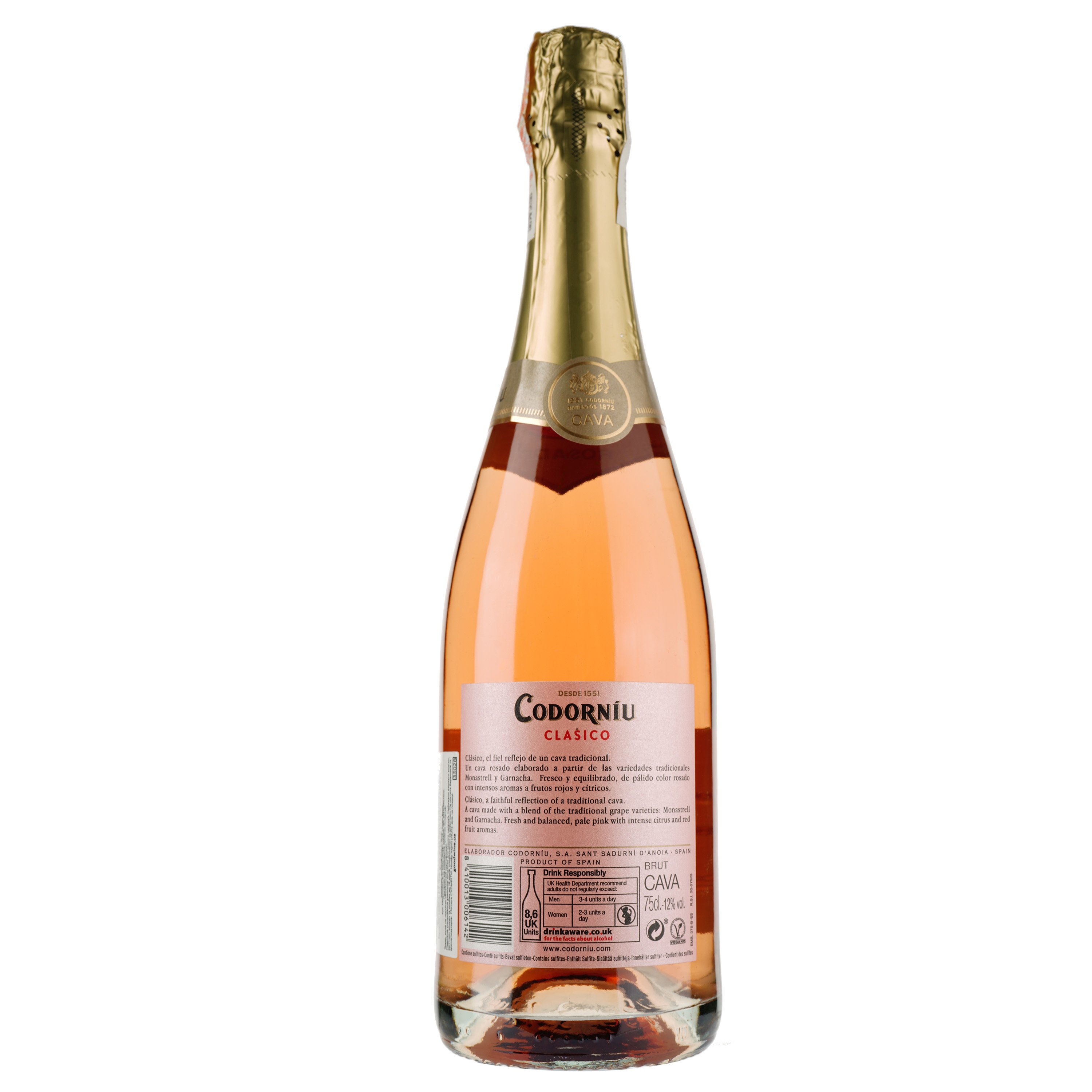 Игристое вино Codorniu Clasico Rosado Brut, 11,5%, 0,75 л - фото 2