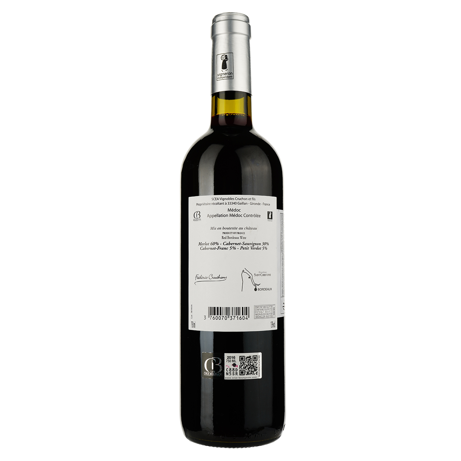 Вино LD Vins Chateau Saint Christophe A.O.C. Médoc, красное, сухое, 0,75 л - фото 2