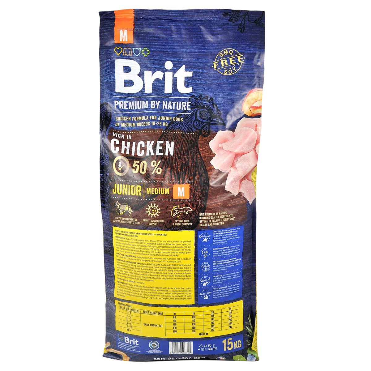 Сухий корм для цуценят середніх порід Brit Premium Dog Junior М, з куркою, 15 кг - фото 3