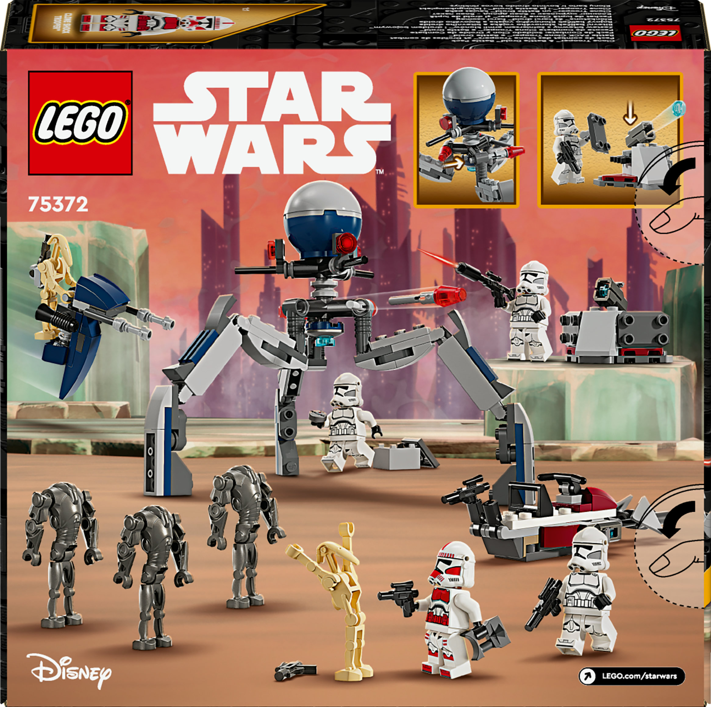 Конструктор LEGO Star Wars Клоны-пехотинцы и Боевой дроид Боевой набор 215 деталей (75372) - фото 9