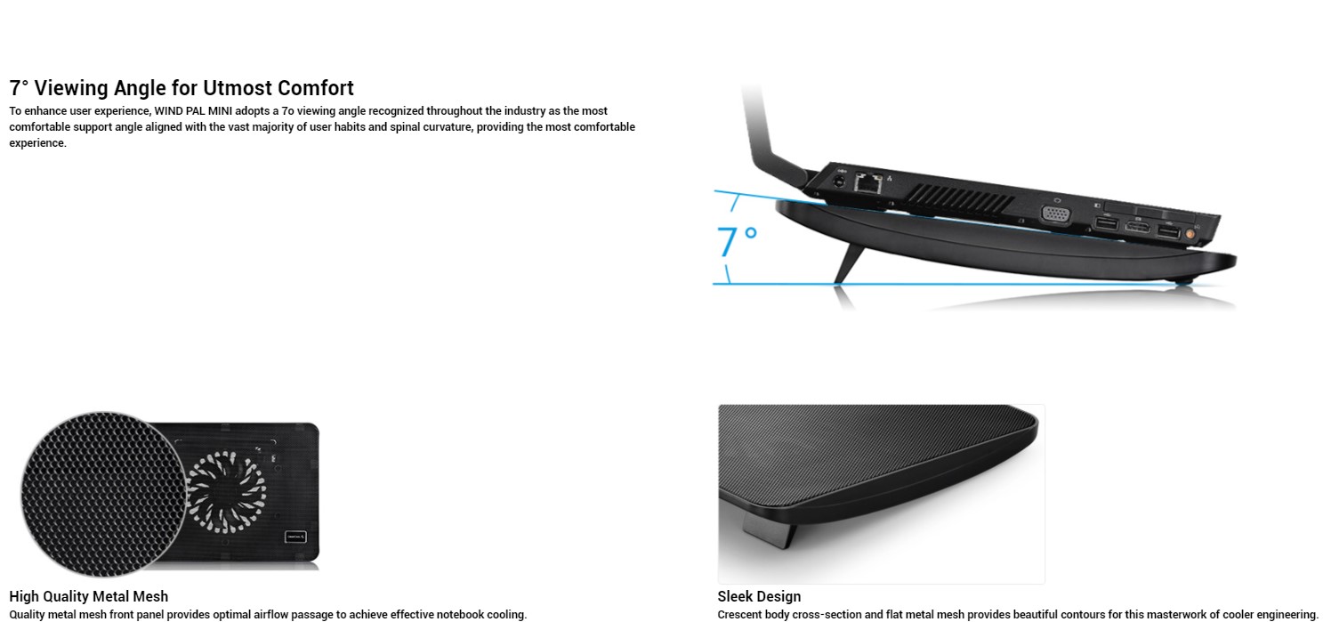 Охлаждающая подставка для ноутбука DeepCool WindPal 2x140 мм 15.6 дюймов  - фото 4
